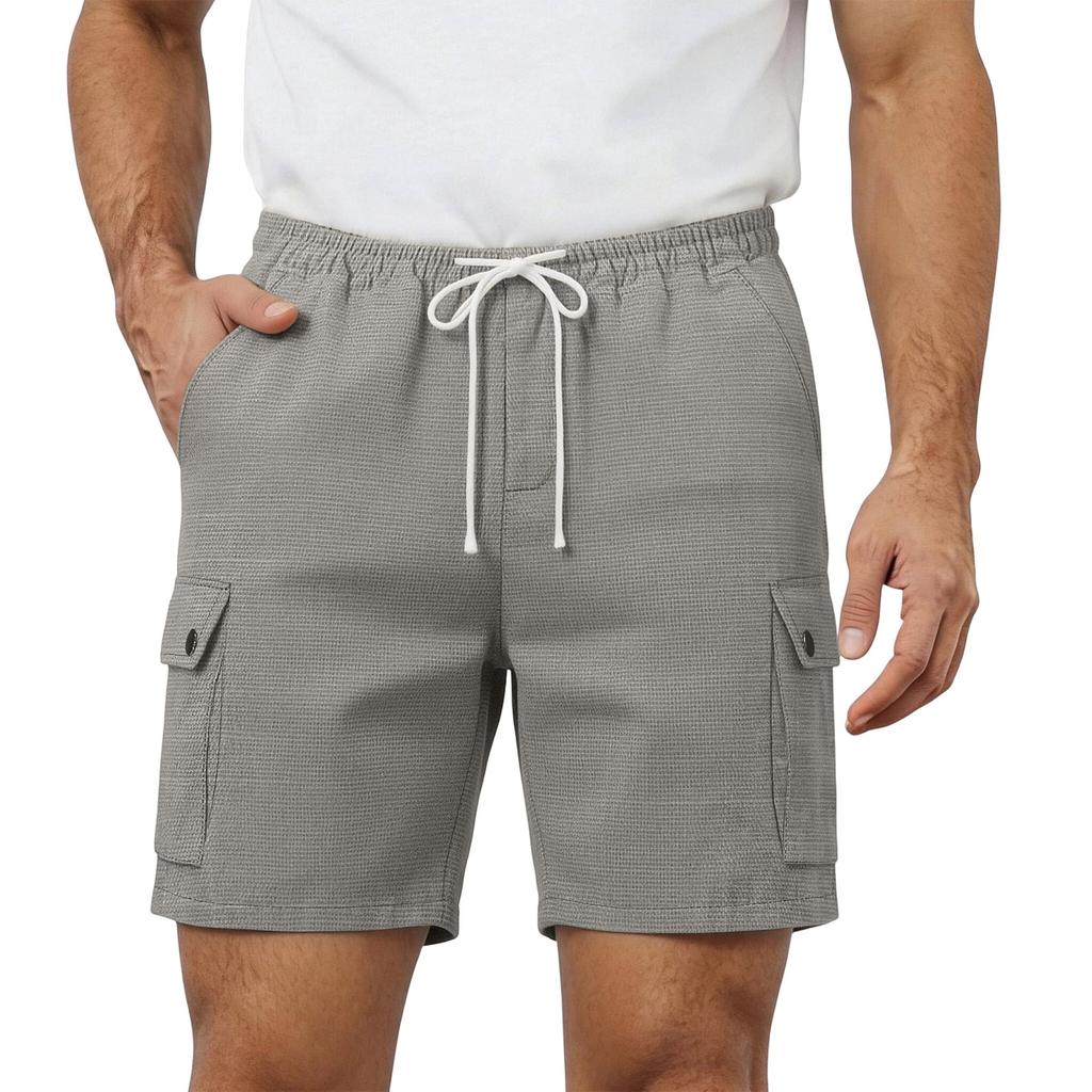 Men's Multi Pocket Cargo Shorts Lightweight Breathable Summer Beach Casual Shorts with Elastic Waistband and Drawstring for Outdoor Activities