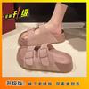 Platform sole retro beach vacation sandals 2025 summer new wear fashion versatile one-word drag boken slippers women