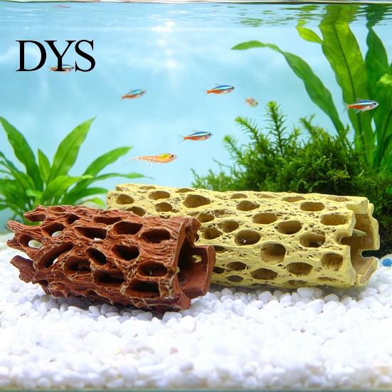 Aquarium Shrimp Cave Cave, Artificial Tree Trunk Hide, Fish Tank Natural Wood Texture Ornament Hideout, Realistic for Betta Hiding And Resting