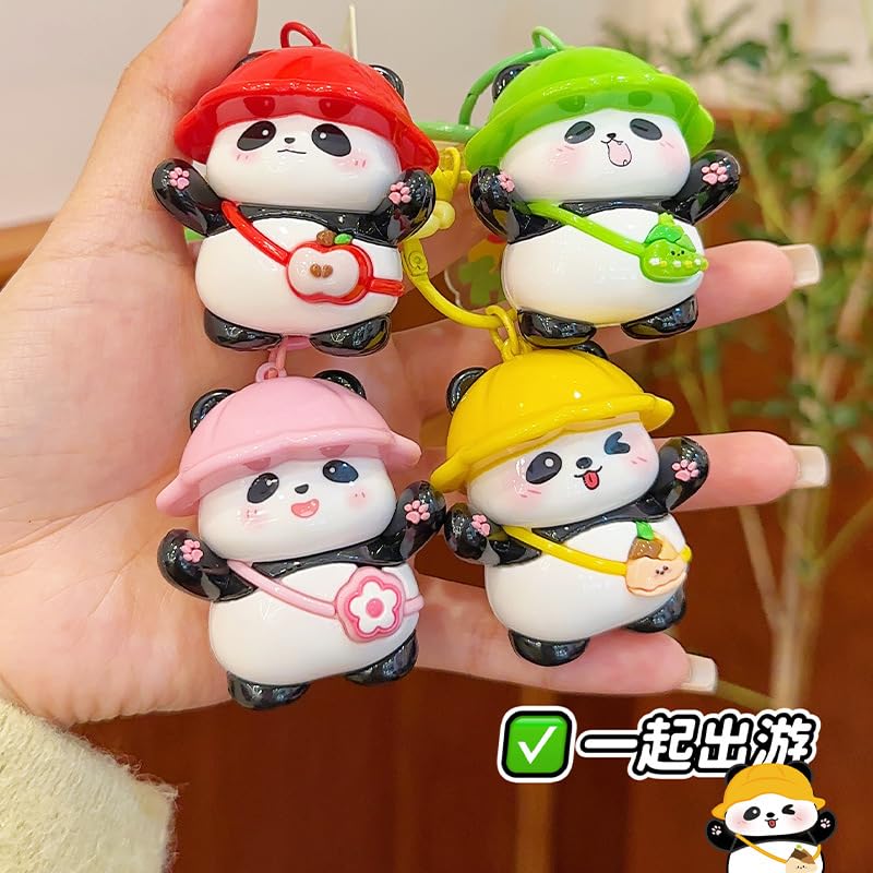 Yocipa Cute Panda Keychain, Cute Bag Charm, Panda Keychain, Character Bag Decoration, Stylish Animal PVC Keychain (Pink)