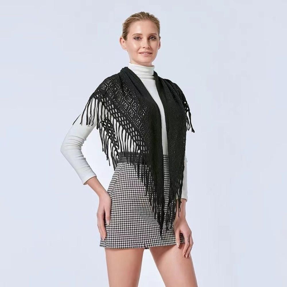 Versatile Knitted Shawls Solid Color Hollow Scarves Trendy Women Shawls  for Women