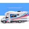 1/32 Alloy Diecast Touring Car Model Toys 3 Doors Opened Sound Light Campervan RV Trailer Vehicles Childrens Toy Gift Collection