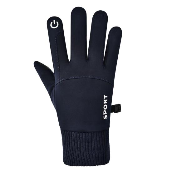 1 Pair Unisex Gloves Fleece Lined Touch Screen Windproof Solid Color Waterproof Cycling Fishing Skiing Gloves for Outdoor