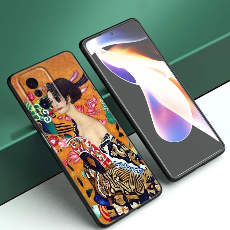 Custodia per telefono in silicone nero con arte Gustav Klimt Il Bacio per Xiaomi Mi 9 SE 8 10T 11 12 13 Lite 9T 11T 12S 12T 13T 14 Pro 5G NE 11i 12X