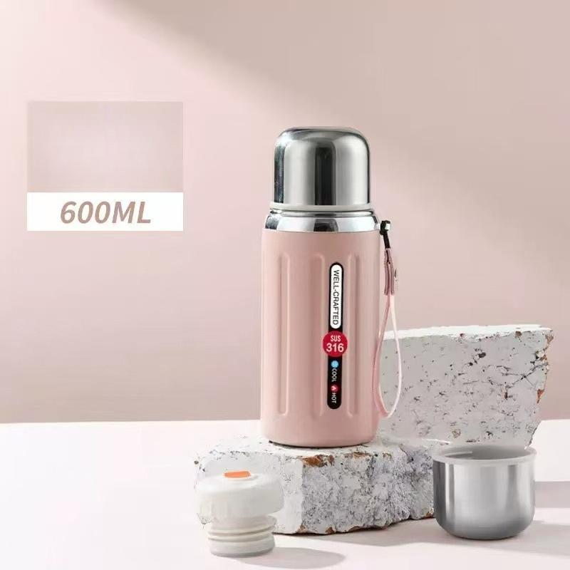 

New 800ml Vacuum Flask Insulated Water Bottles Travel Thermal Cups For Hot And Cold Beverage Summer Winter Drinkware Gifts 600ML