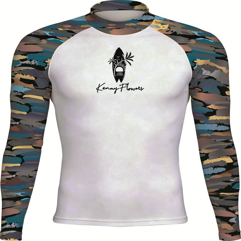 Mens Long Sleeve Rash Guard Quick Dry UPF 50 Surfing Wetsuit Swimming Diving Water Sports