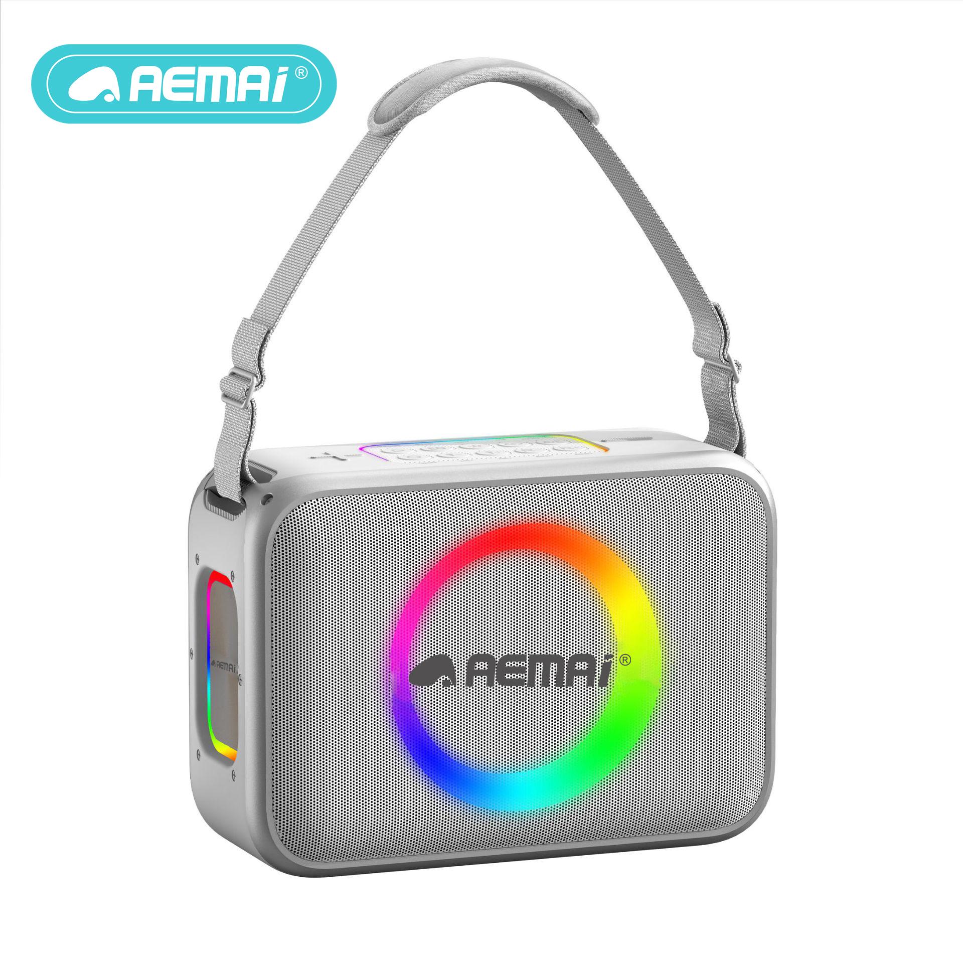 

AEMAI Portable Bluetooth Speaker with Wireless Microphone for Outdoor Use білий