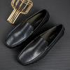Hand-stitching Leather Mens Casual Shoes All-match Soft Men Loafers Simple Moccasins Breathable Slip on Man Boat Shoes Lazy Flat