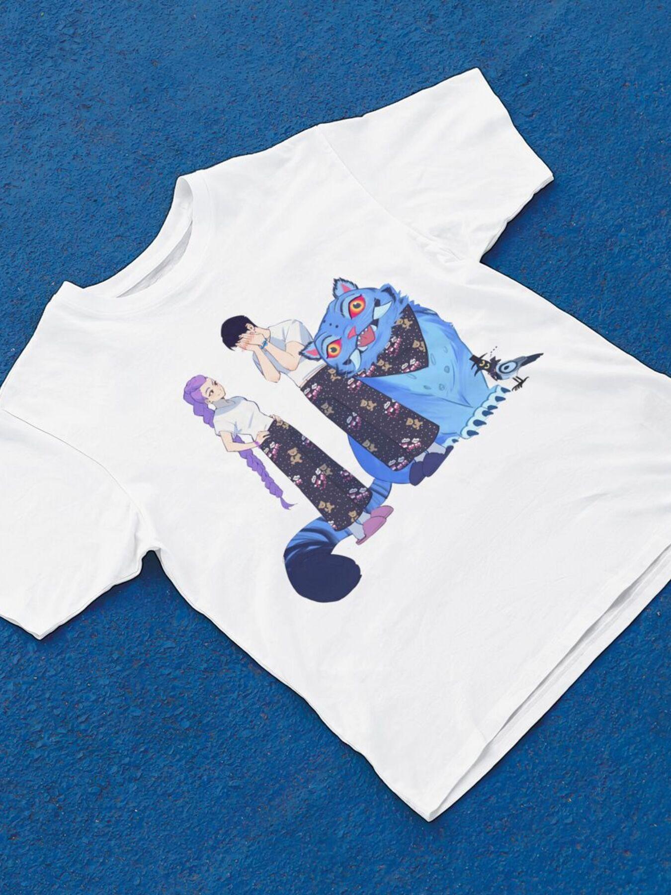 

Men s Oversized Krpop Demon Hunters Graphic T-shirt Casual Short Sleeve Street Style Printed Leisure Sports Couple Tee 2XL