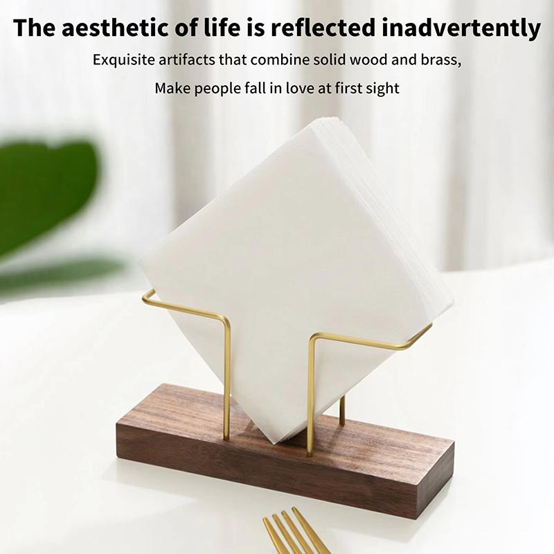 Desktop Organizer Tableware Supplies Wood Tissue Paper Holder Napkin Holder Brass Tissue Box Storage Toothpick Box
