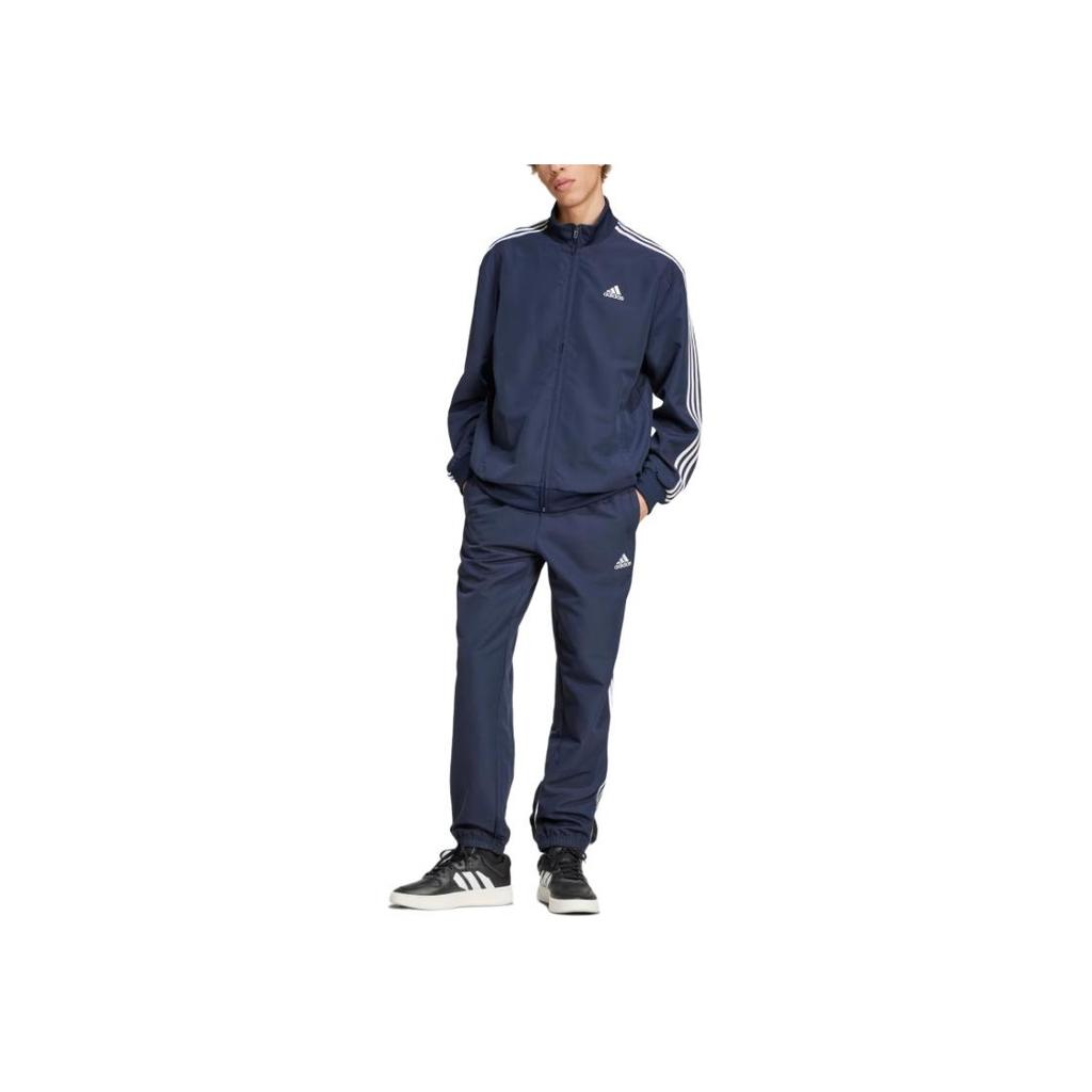 Adidas Striped Stand Collar Zipper Long Sleeve Elastic Waist Cuffed Casual Sports Suit Men suits Navy-Blue IY6656