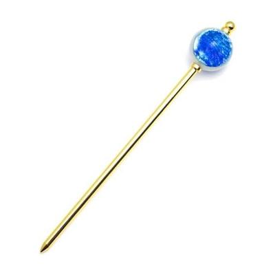 Sea Drop Kanzashi Hairpin with Luminous Firefly Glass Miyako Marine 22mm Glow-in-the-Dark Gold Single-Prong Hair Accessory for Kimono and Yukata