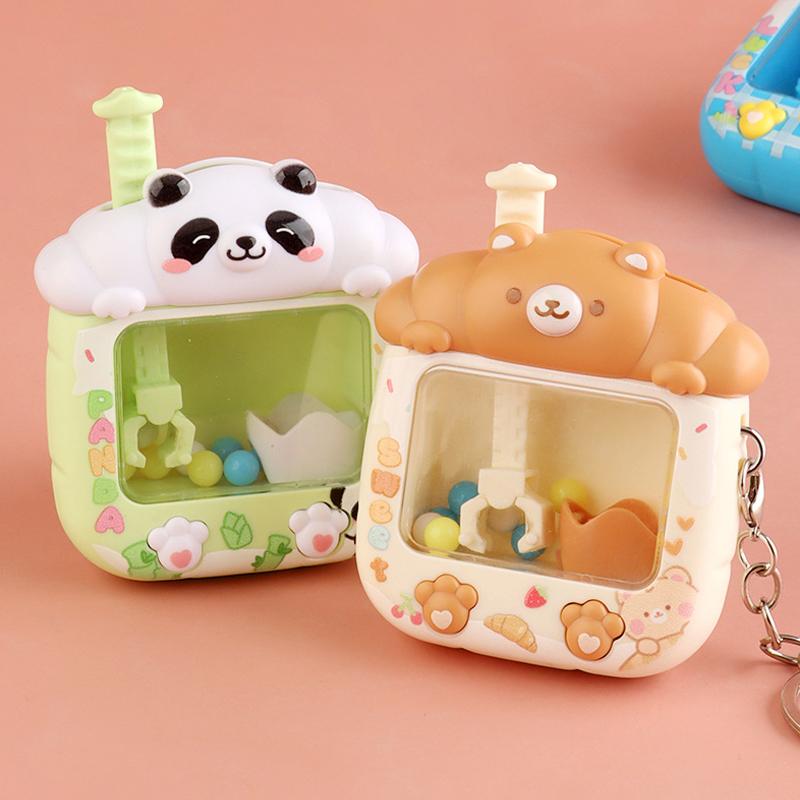 Cartoon Kleine Panda Mini Shiba Inu Grijpkraan Speelgoed Sleutelhanger Gacha Machine Hanger Cadeau