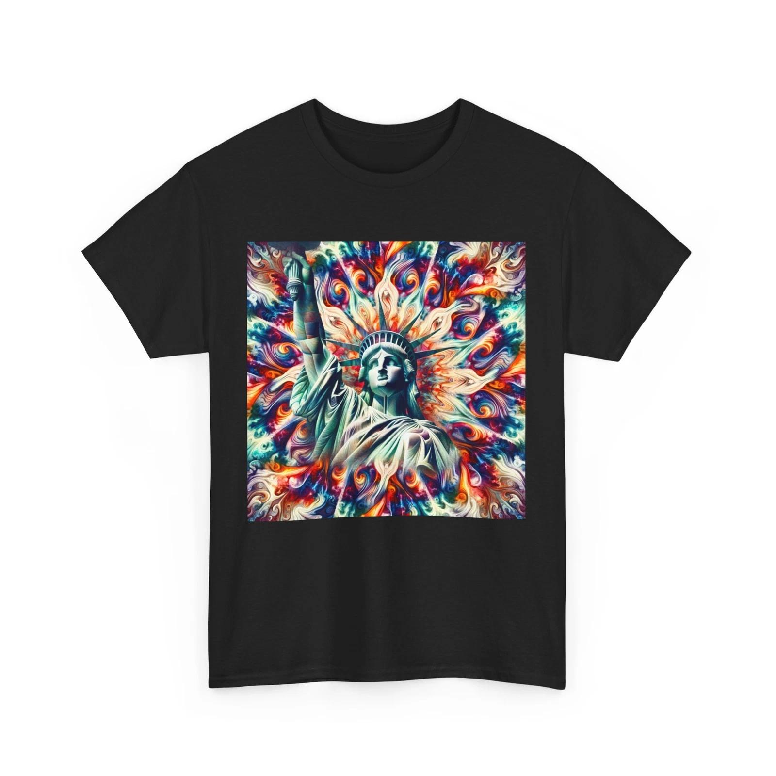 Adult T Shirt Tie-Dye Statue Of Liberty Swirl Trippy Big Graphic New York NY Tee S