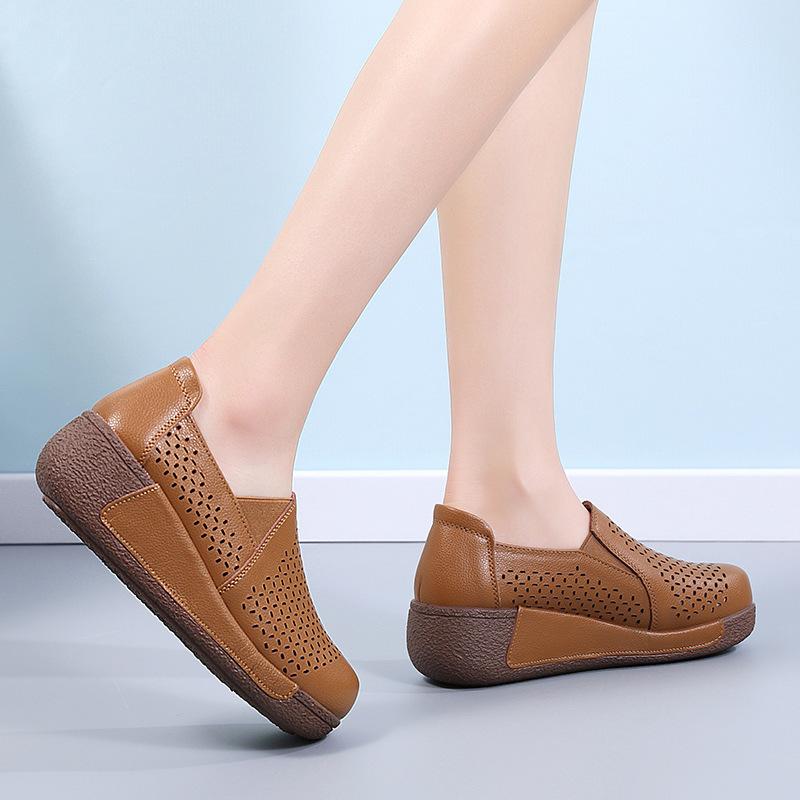 Chaussures pour femmes printemps et été baskets en cuir mode plateforme à bascule chaussures simples pour femmes chaussures de mère