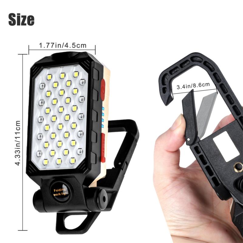 Cob Led Work Light 4 Brightness Adjustable High Brightness Usb Rechargeable Magnetic Camping Lamp