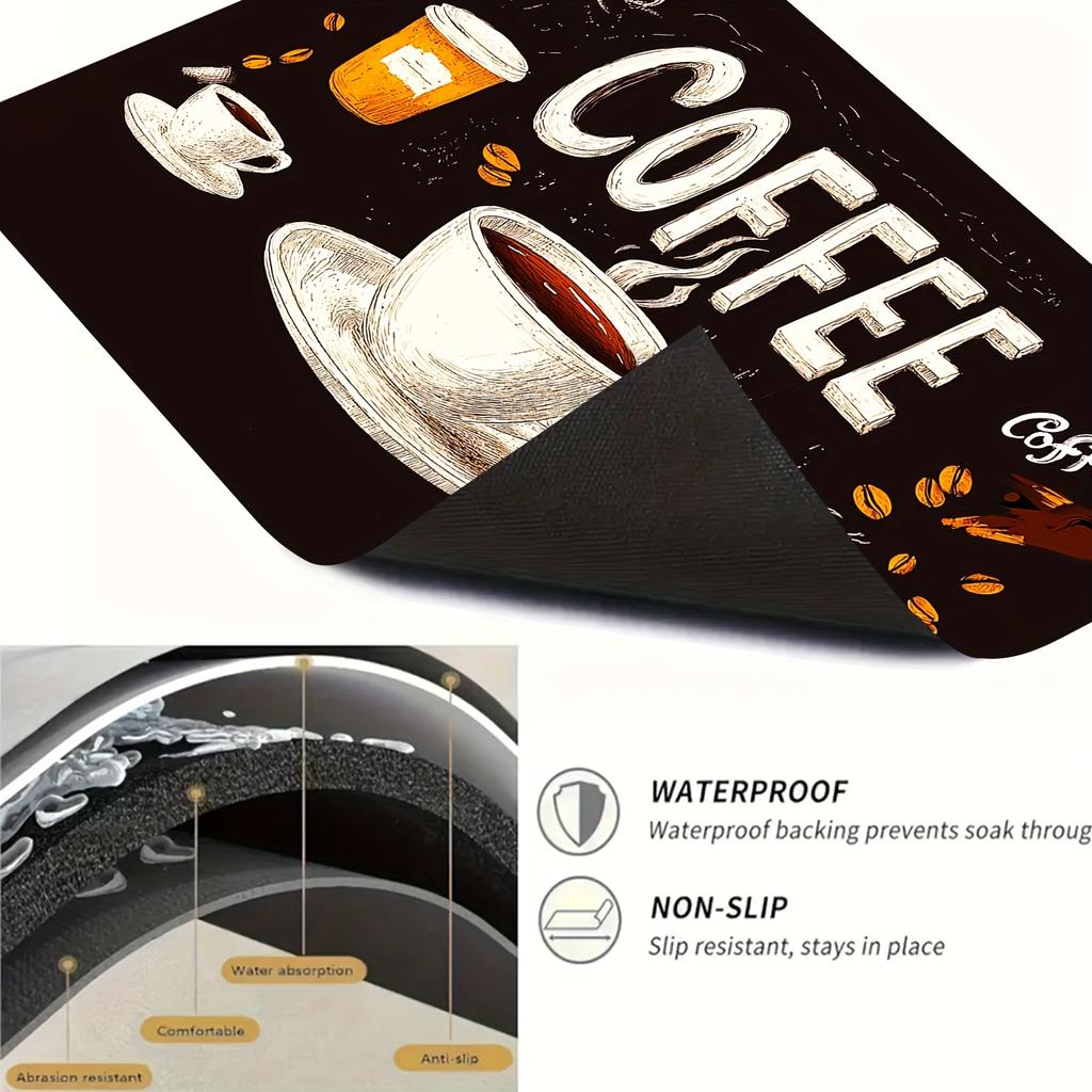 1Pcs Rubber Drying Mat With Retro Coffee Tableware For Coffee Shop Restaurant Kitchen Carpet Tableware Durable Diatom Mud Table Mat Pet Mat Coffeeware