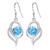 Japanese & Korean Zircon Silver-Plated Fashion Earrings: Elegant Medium-Length Hooks with Heart Details for Women