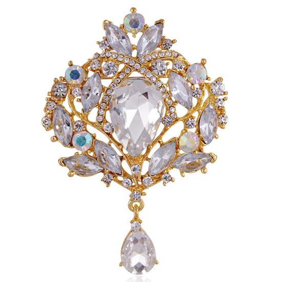 

Красивая брошь, прочная каплевидная форма, многоразовая белый/золотистый