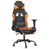 Gaming Chair with Massage Function and Footrest Black & Orange Faux Leather