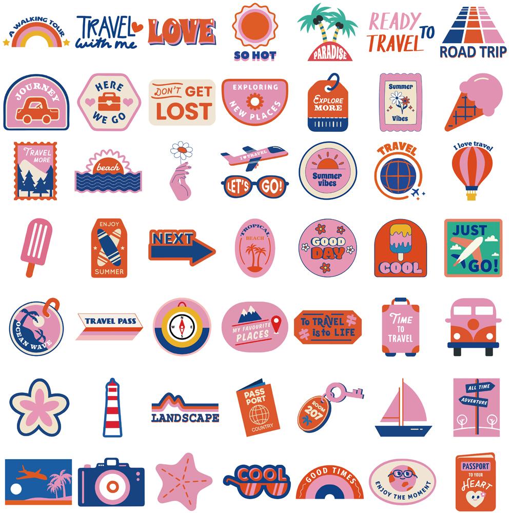 50PCS Travel Stickers Stationary Nostalgia Laptop Luggage Card Aesthetic Creative DIY Gift Art Picture Gifts Coffee Sticker