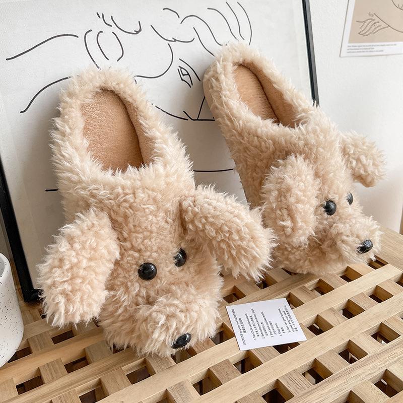 Baumwollpantoffeln Damen Herbst und Winter Zuhause Dicksohlige Plüsch Hausschuhe Outdoor-Paar Warm Herren Winter