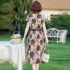 2025 Summer Elegant Printed A-Line Midi Dress