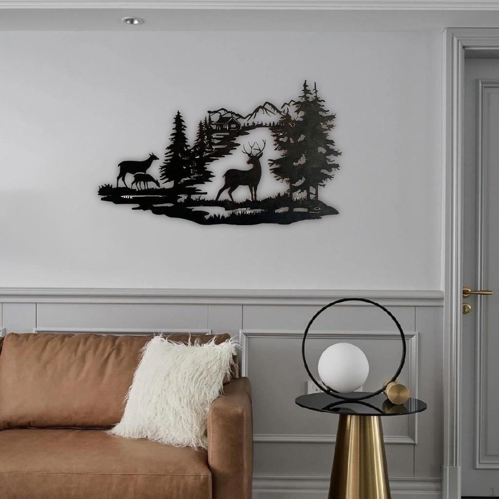 Deer Wall Decor, Creative Artwork Display Ornament Silhouette for Dining Room Year Gifts