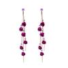 Korean Style Red Rose Tassel Earrings - Super Fairy Face Slimming Dangle with S925 Sterling Silver Studs.