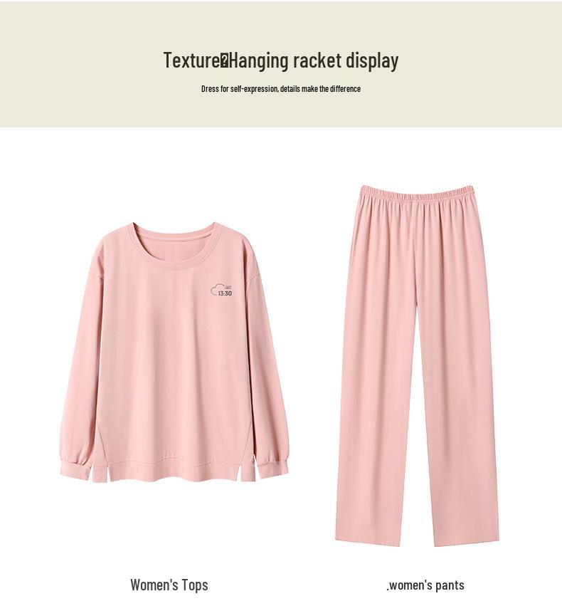 Autumn Pure Cotton Couple's Long Sleeve Pajamas Set for Men and Women