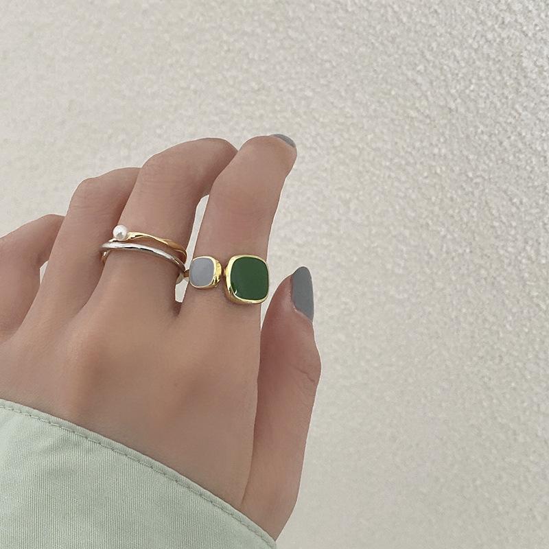 Colorful Geometric Glaze Drip Adjustable Ring – Elegant and Trendy Women's Fashion Accessory
