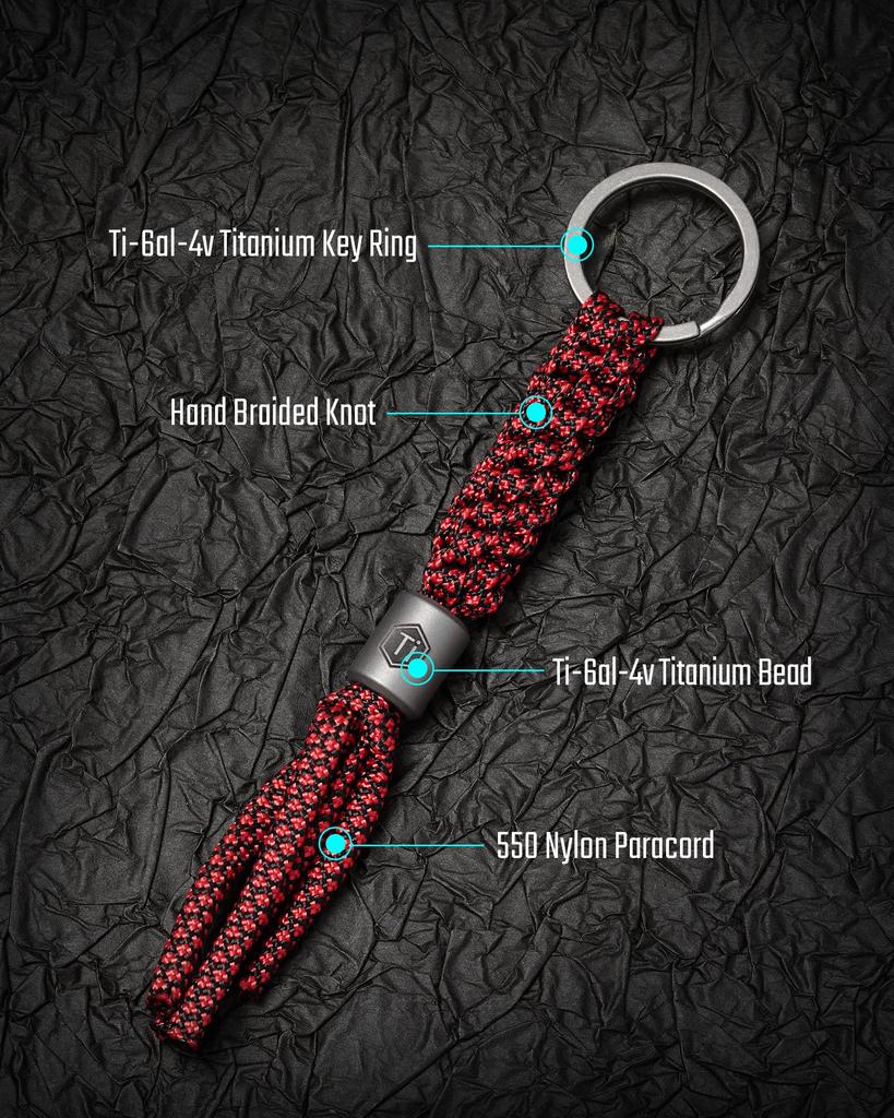 KC02 Плетеный паракорд 550 паракорд с титановыми бусинами и ключом Идеально подходит для складного 1 шт. [KeyUnity] Брелок для ключей, 2-цветное кольцо, Ножи, Легкий,