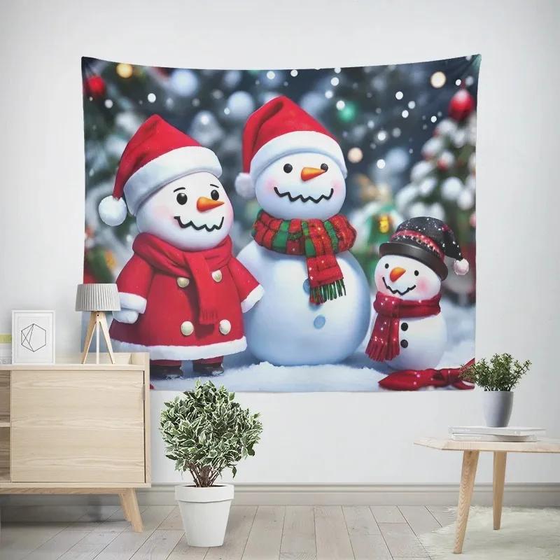 Christmas New Year Snowman Pattern Tapestry Living Room Sofa Home Decor Tapestry
