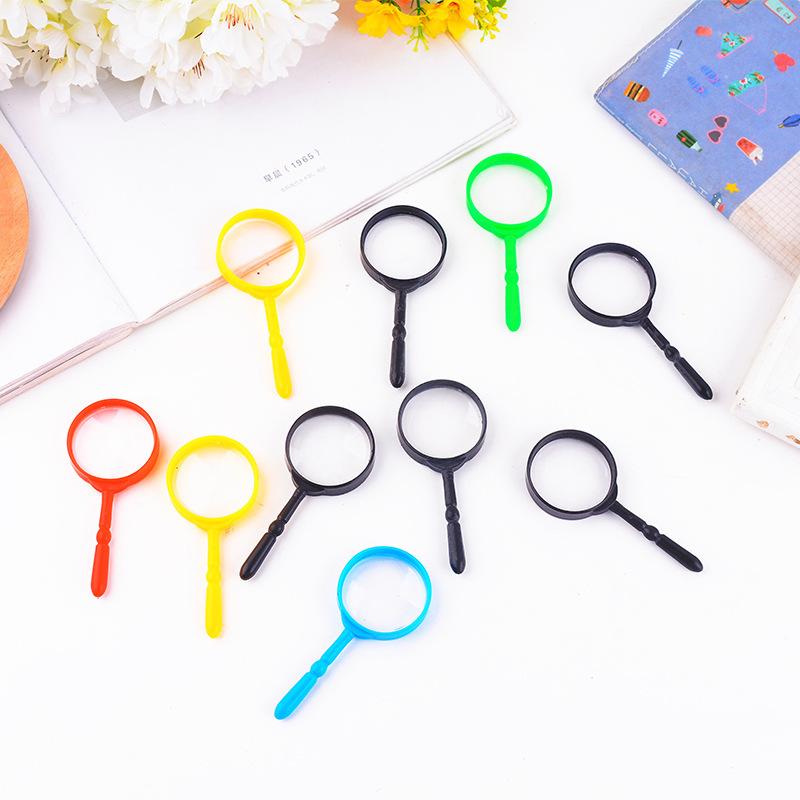 Plastic Mini Magnifying Glass Children's Toys Learning Education Handheld Magnifier Portable Loupe Reading Lens Kids Inspection
