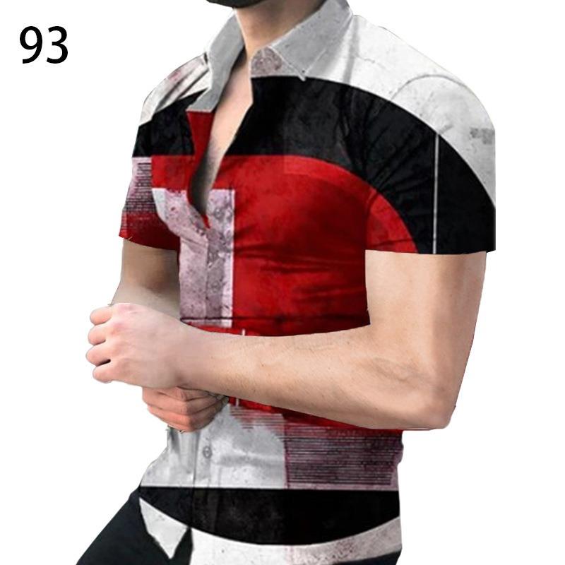 Men S Summer Short Sleeve Shirt 3d Print Striped Color Block Casual