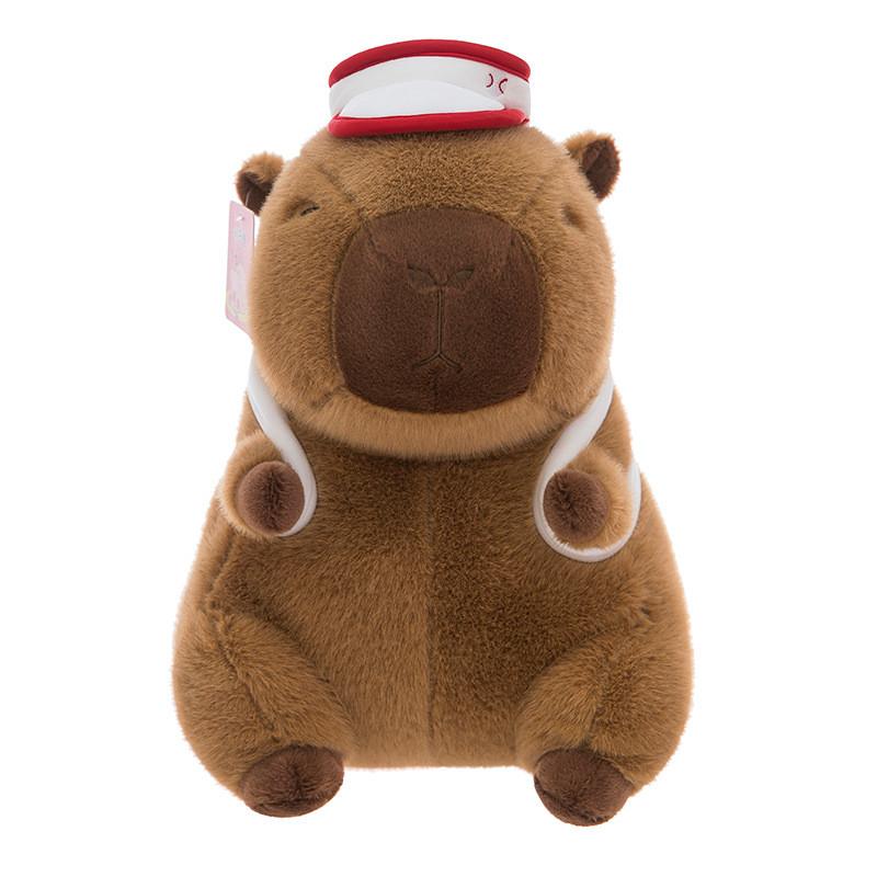 

Capybara Backpack Hat Cartoon Plush Toy Room Decoration Children Doll Sleeping 25cm