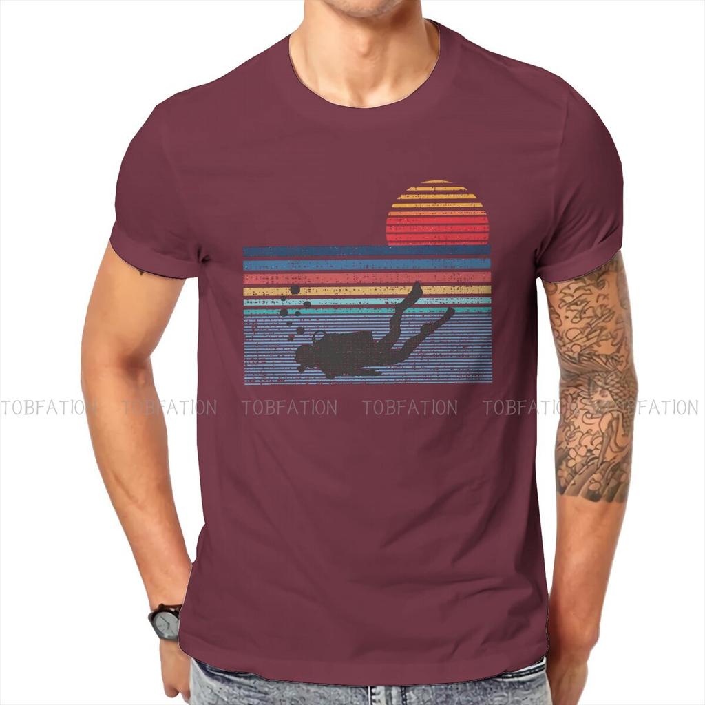 Vintage Retro Newest Tshirts Dive Scuba Diving Men Harajuku Fabric Tops T Shirt Round Neck Oversized