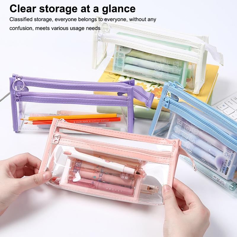 Transparent Pencil Case Large Capacity Simple Pen Bag Waterproof Cosmetic Bag School Study Stationery Office Supplies Makeup Bag