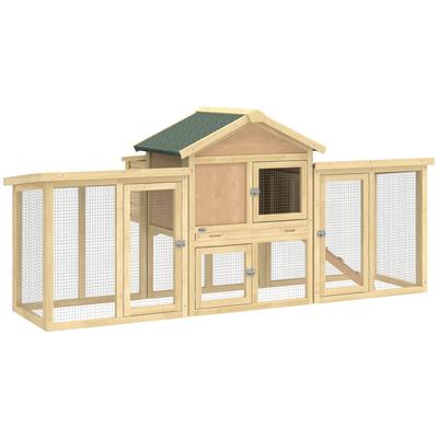 Grand poulailler, Cage à poules extérieure en bois, Poulailler pour volaille avec pondoir