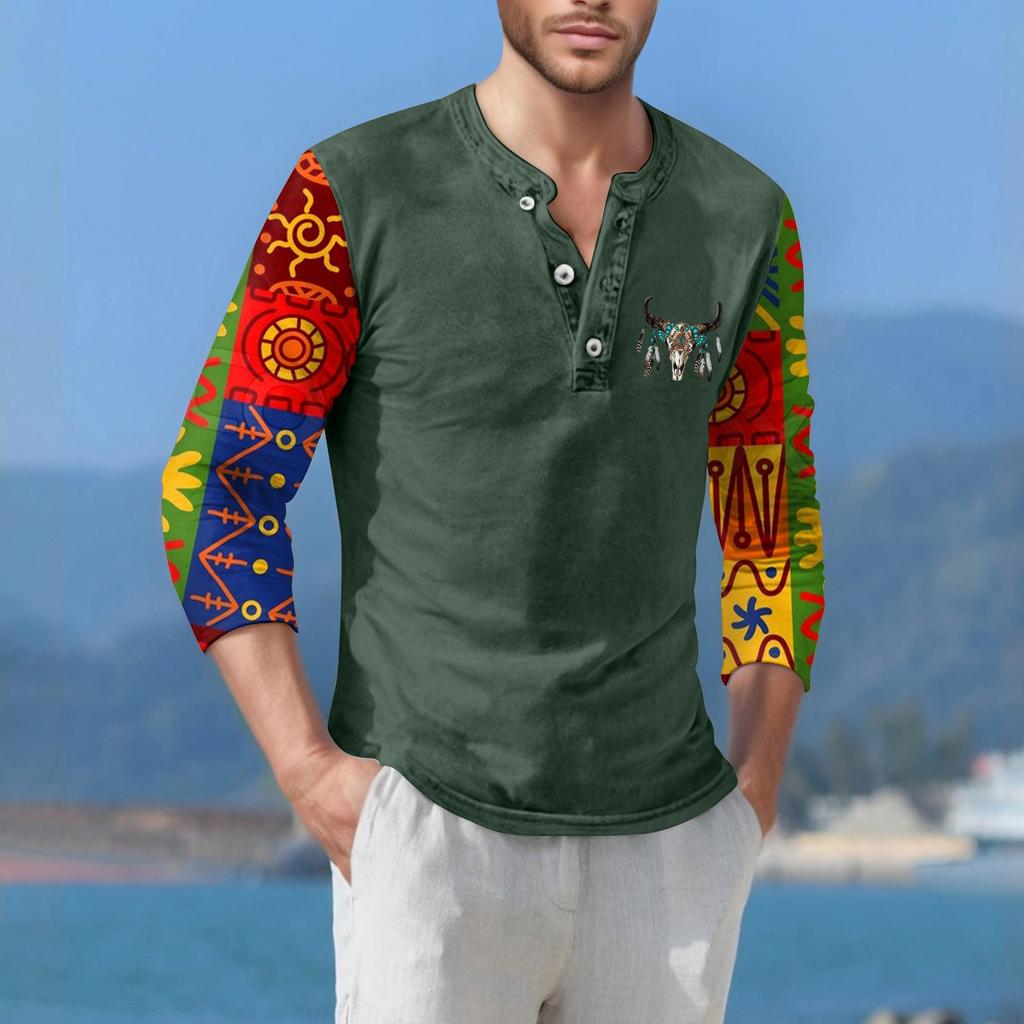 Herre T-skjorte Street Casual Mote Langermet Topp