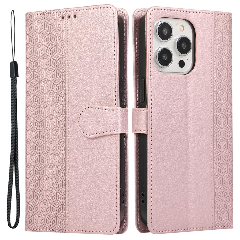 R20 for iPhone 12/12 Pro Case Folio PU Leather Splicing Rhombus Wallet Phone Cover