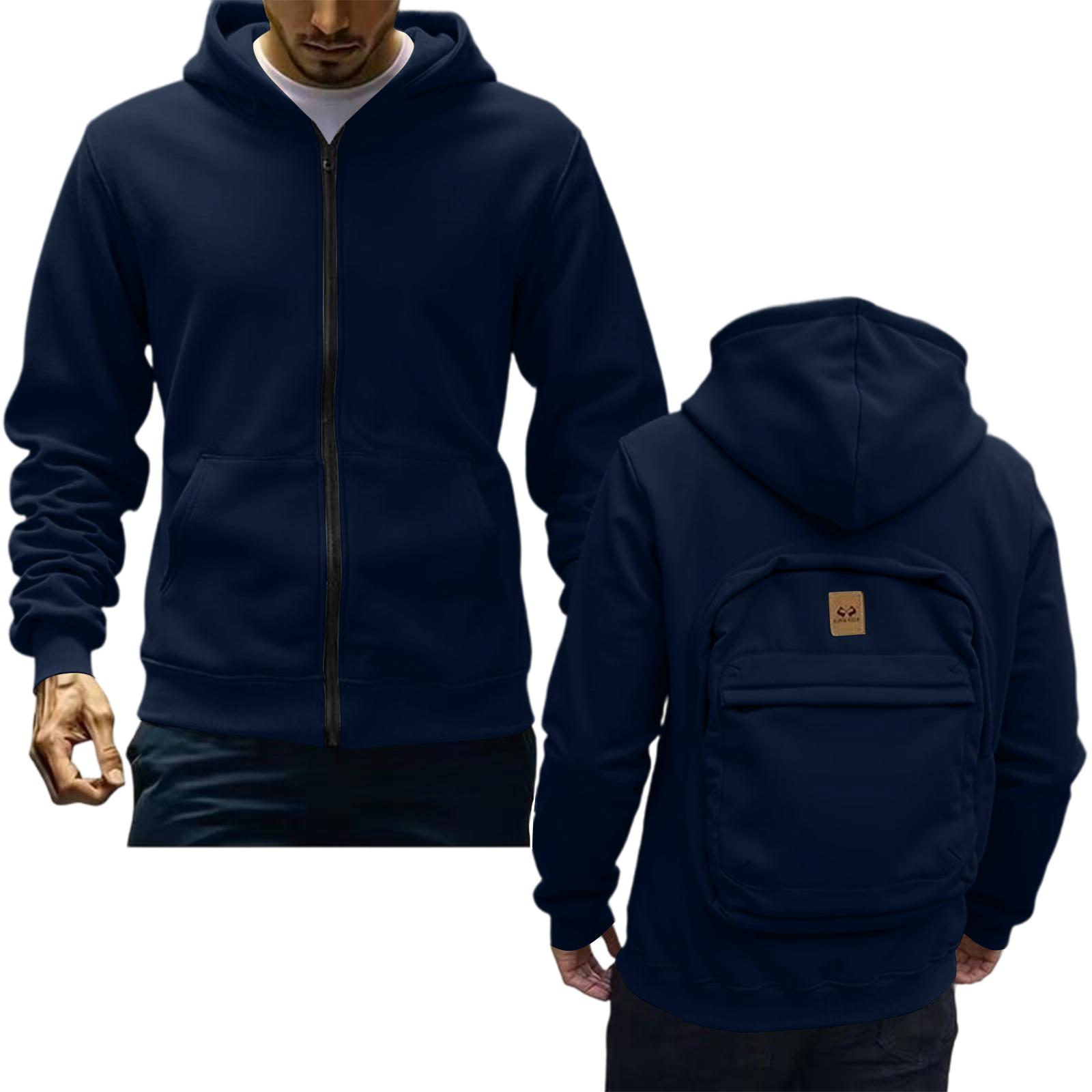 Men s Casual Loose Fit Hoodie with Backpack Opening for Fall Winter XXL