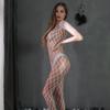 Plus Size Damen Hohlnetz-Einteiler-Strumpf, offene Netz-Dessous, sexy durchsichtige Dessous