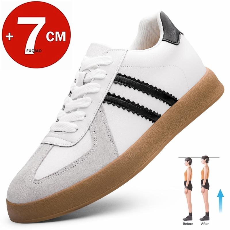 Luxury Brand Cow Leather Lift Sneakers Men Elevator Shoes Height Increasing Shoes for Man Insoles 7CM Hidden Heels Casual Sports