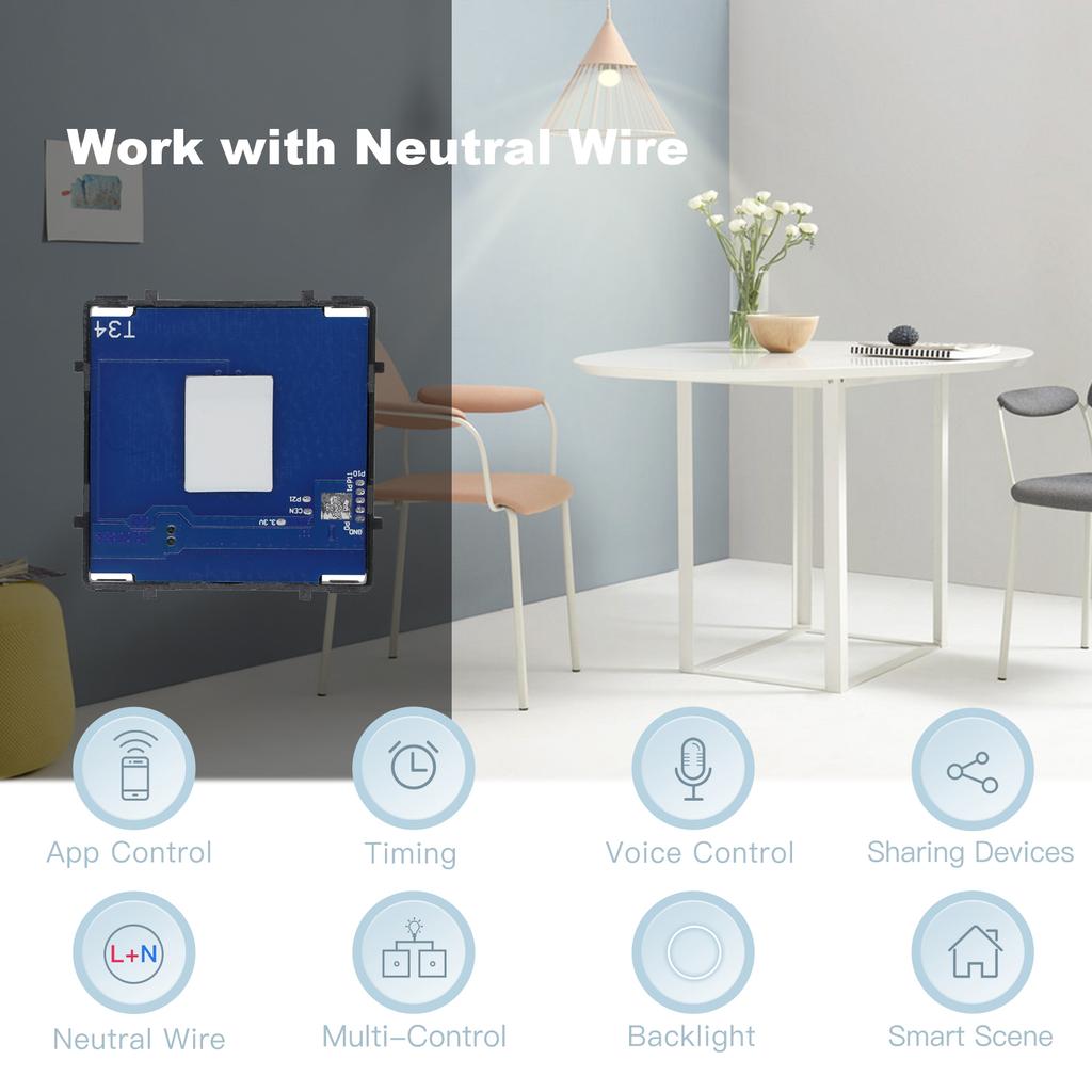 BSEED Wifi 1/2/3Gang Touch Smart Switches Function Parts Tuya Smart Life App Compatible EU Socket Glass Front Panels Spare Parts