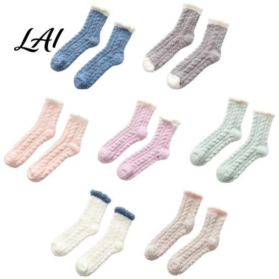 Warm Winter Gift for Women Thickened Plush Socks Women Soft Coral Fleece Slipper with Velvet Towel Bottom Cushioning Thermal Floor Autumn