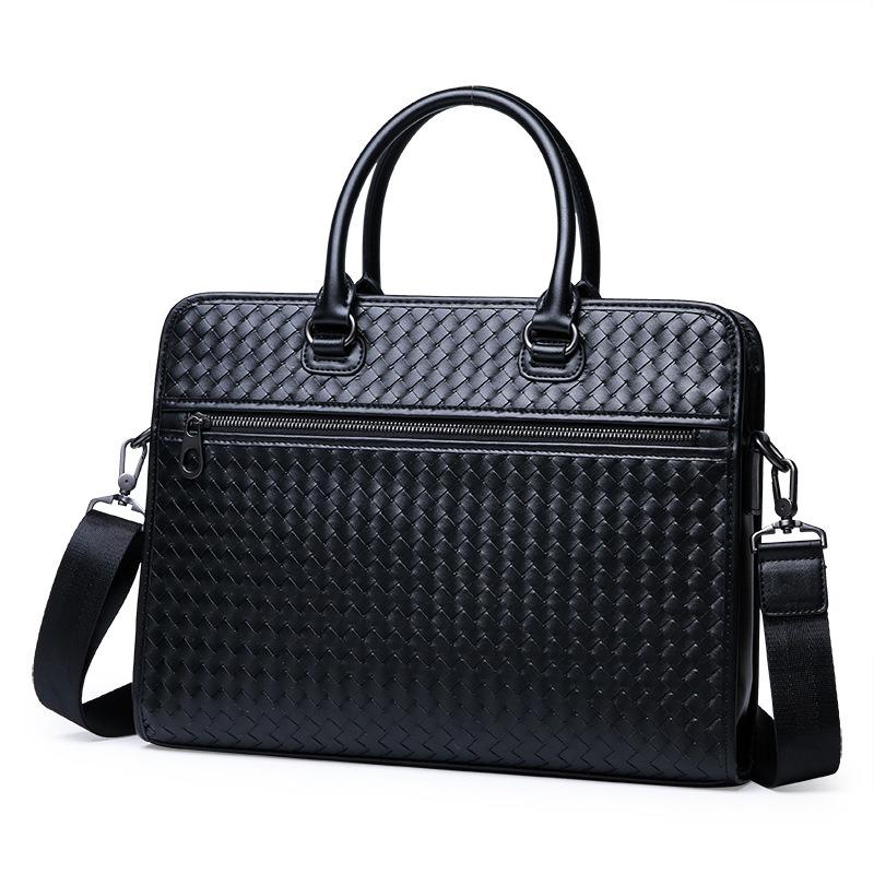 New trendy fiber woven portable horizontal men's briefcase computer bag single shoulder diagonal span bag crossbody