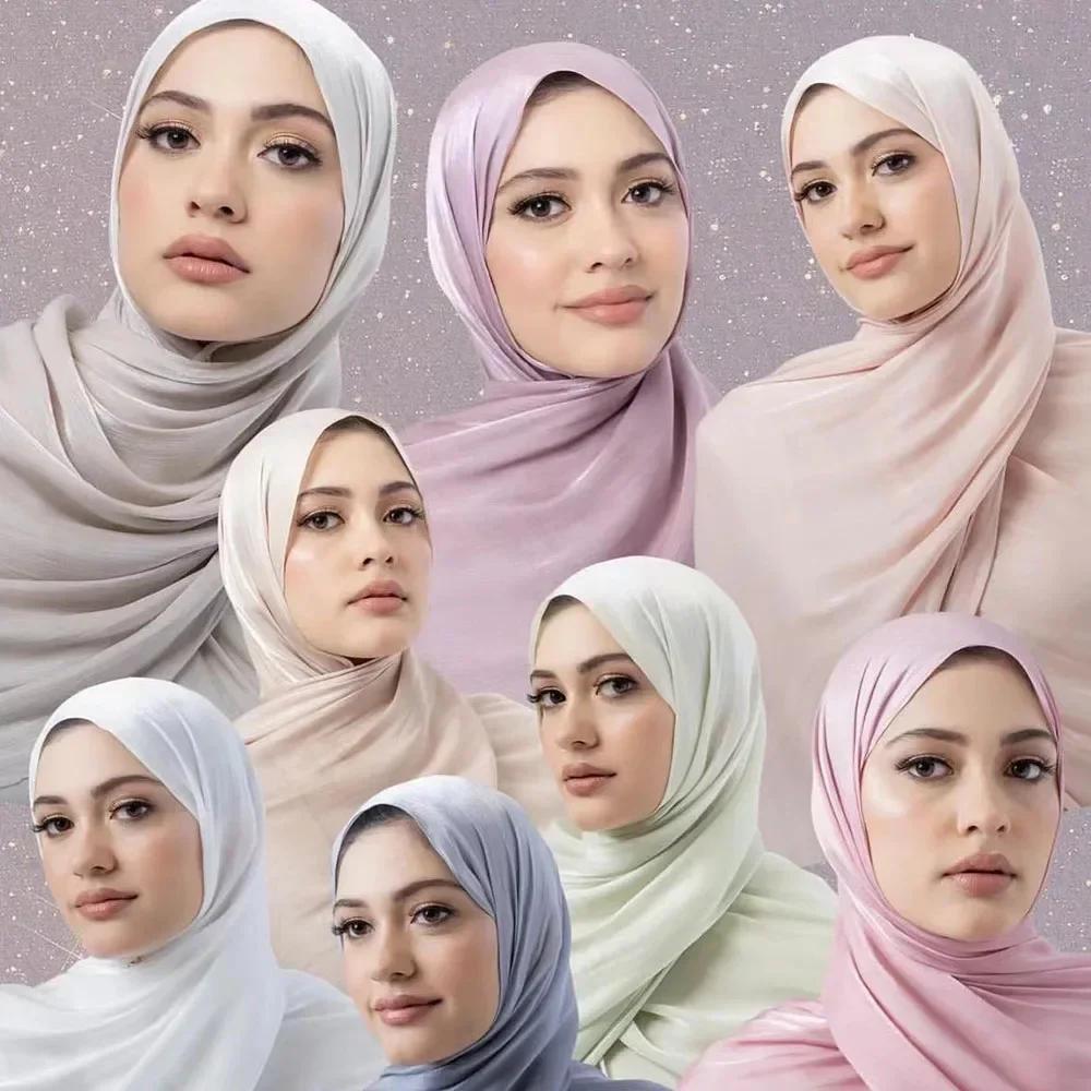 180Cm Solid-Color Headscarves Imitaed Silk Scarves Thin Large Gauze Scarves Travel Sun Protection Shawls Island Silk Scarves