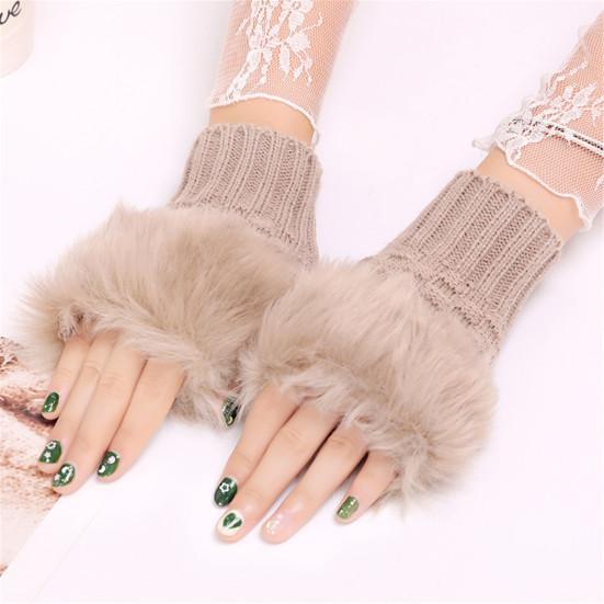 1 Pair Outdoor Winter Hand Warmer Breathable Girl Half Finger Gloves Mittens