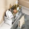 Stainless Steel Kitchen Sink Storage Rack with Towel Bar - Multifunctional Dish Drying & Countertop Organizer